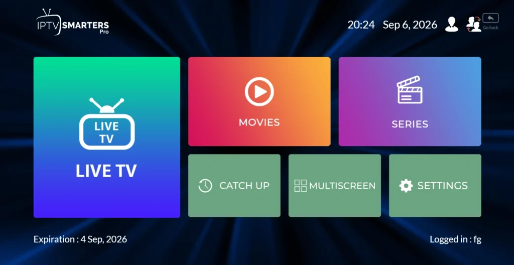 IPTV Home Screen