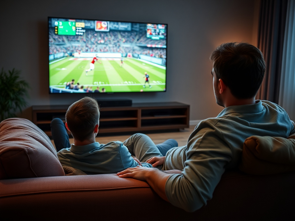 Person enjoying IPTV streaming service on smart TV after buying online