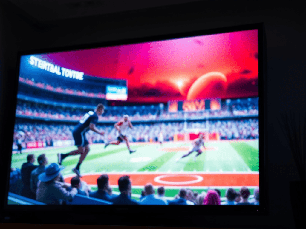 Sports fan watching a game on TV